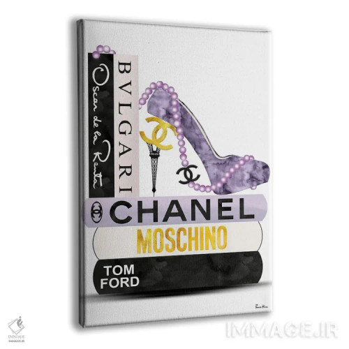 تابلو دکوراتیو Black & Gold High Heel On Fashion Book Stack,کفش پاشنه بل… اثر پوماکای بارون - نمای پرسپکتیو محصول