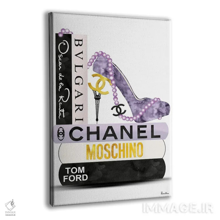 تابلو دکوراتیو Black & Gold High Heel On Fashion Book Stack,کفش پاشنه بل… اثر پوماکای بارون - نمای پرسپکتیو محصول