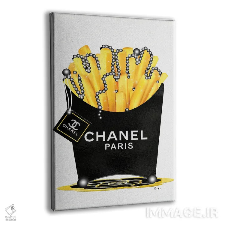 تابلو دکوراتیو سیب زمینی سرخ کرده Chanel تازه و مروارید اثر پوماکای بارون - نمای پرسپکتیو محصول