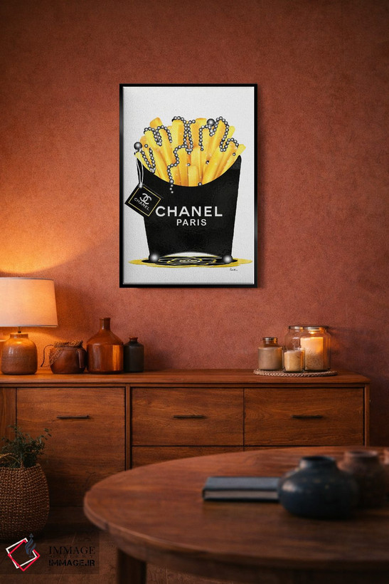 تابلو دکوراتیو سیب زمینی سرخ کرده Chanel تازه و مروارید اثر پوماکای بارون - D5B