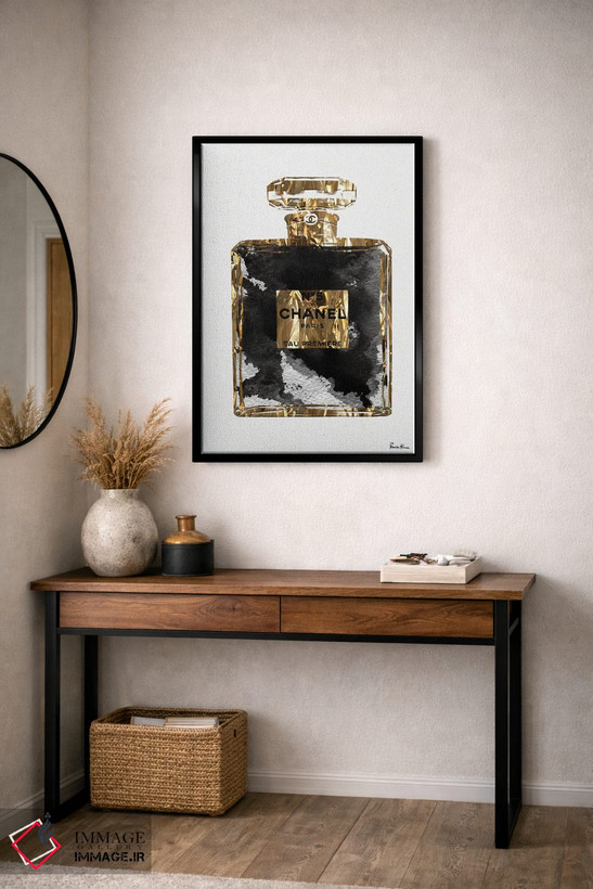 تابلو دکوراتیو هنر شیشه عطر طلایی مشکی مسی III اثر پوماکای بارون - D5B