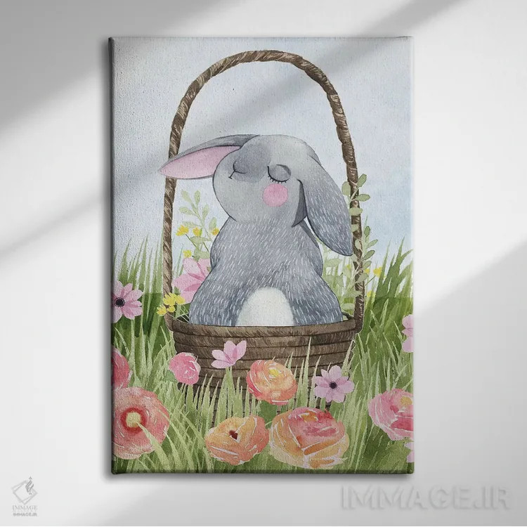 تابلو دکوراتیو دوستی خرگوشی دو اثر گریس پاپ - نمای روبهرو روی دیوار