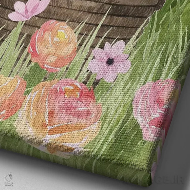 تابلو دکوراتیو دوستی خرگوشی دو اثر گریس پاپ - نمای نزدیک بافت بوم