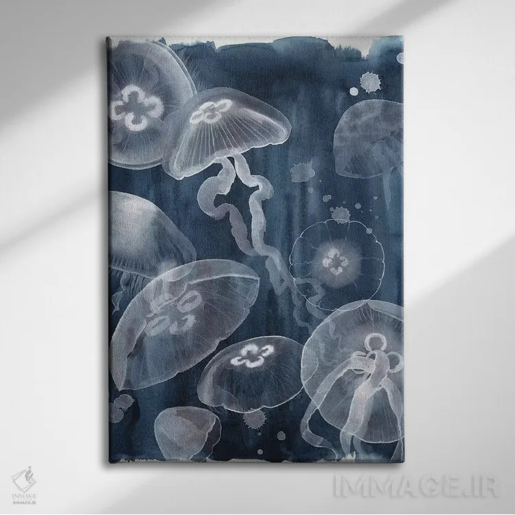 تابلو دکوراتیو عروس دریایی ماه یک اثر گریس پاپ - نمای روبهرو روی دیوار