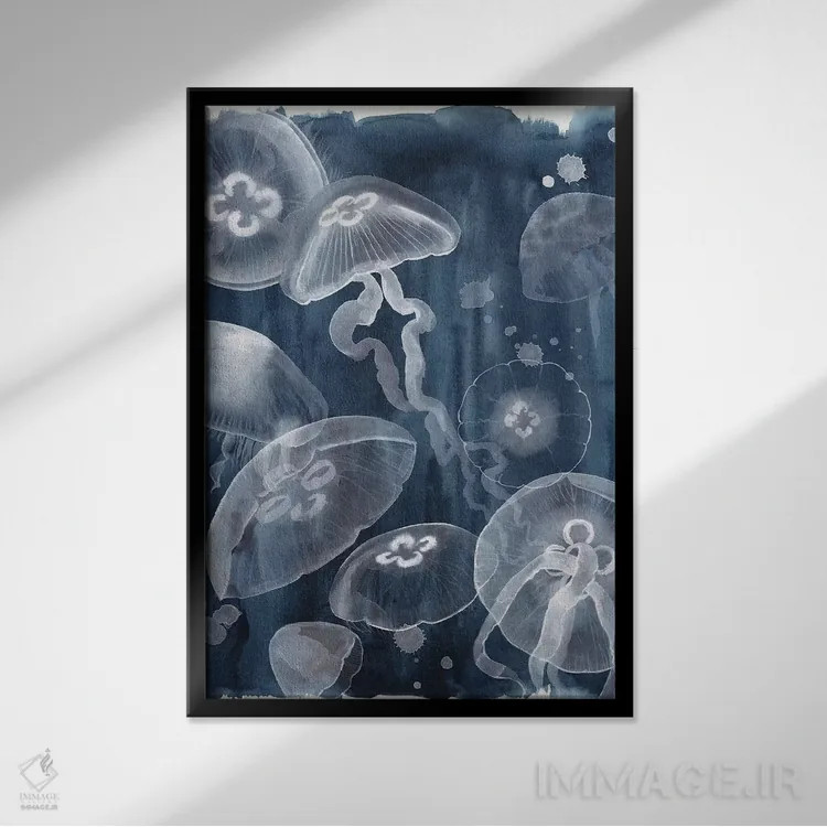 تابلو دکوراتیو عروس دریایی ماه یک اثر گریس پاپ - نمای قابدار مشکی