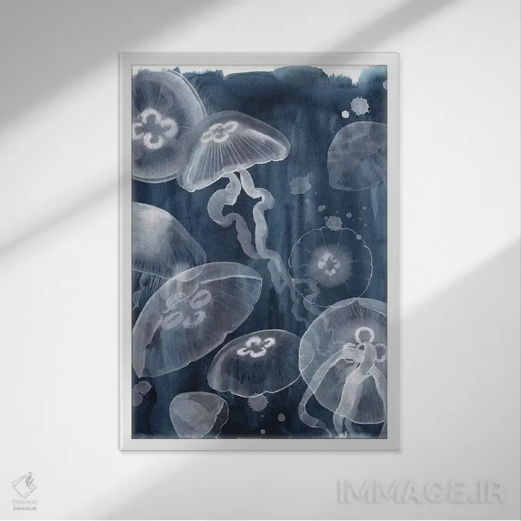 تابلو دکوراتیو عروس دریایی ماه یک اثر گریس پاپ - نمای قابدار سفید