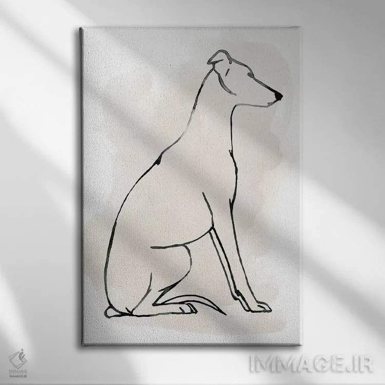 تابلو دکوراتیو طرح تازی یک اثر گریس پاپ - نمای روبهرو روی دیوار