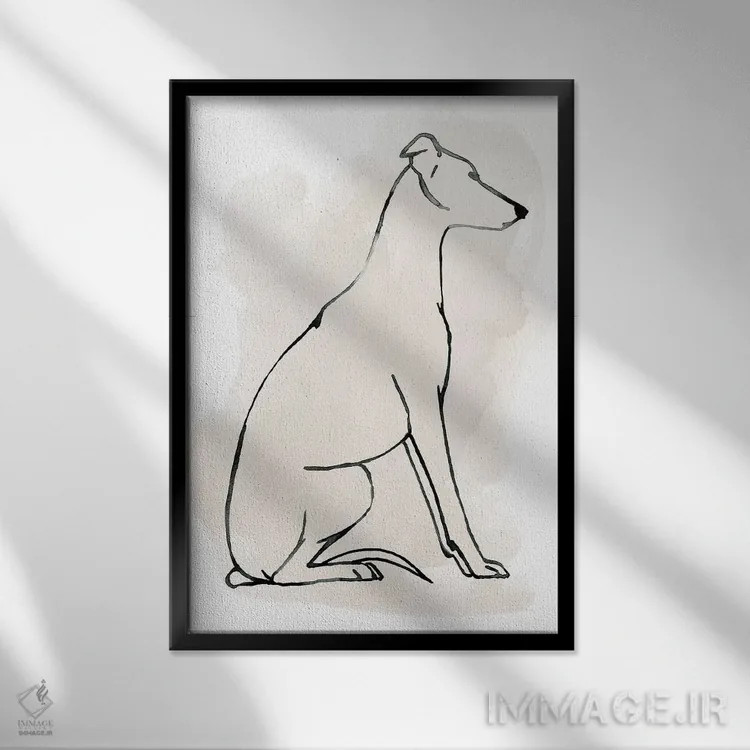 تابلو دکوراتیو طرح تازی یک اثر گریس پاپ - نمای قابدار مشکی