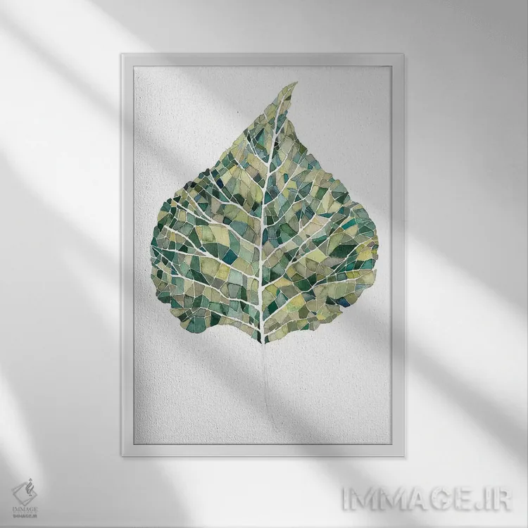 تابلو دکوراتیو جزئیات سرسبز یک اثر گریس پاپ - نمای قابدار سفید