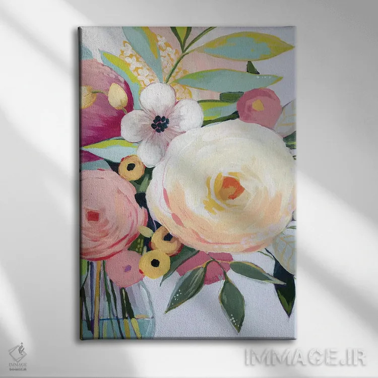 تابلو دکوراتیو دسته گل جورجیا دو اثر گریس پاپ - نمای روبهرو روی دیوار