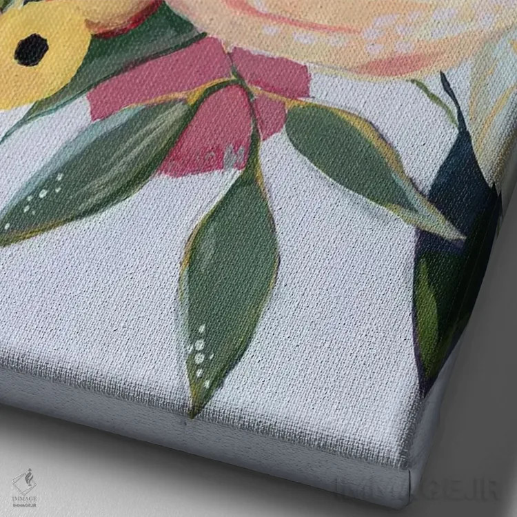 تابلو دکوراتیو دسته گل جورجیا دو اثر گریس پاپ - نمای نزدیک بافت بوم