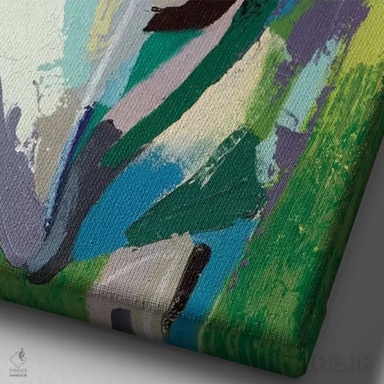 تابلو دکوراتیو گاو نقاشانه دو اثر گریس پاپ - نمای نزدیک بافت بوم