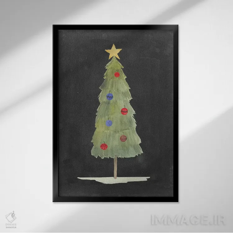 تابلو دکوراتیو درخشش کریسمس دو اثر گریس پاپ - نمای قابدار مشکی