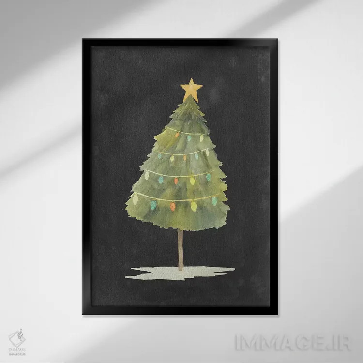 تابلو دکوراتیو درخشش کریسمس یک اثر گریس پاپ - نمای قابدار مشکی