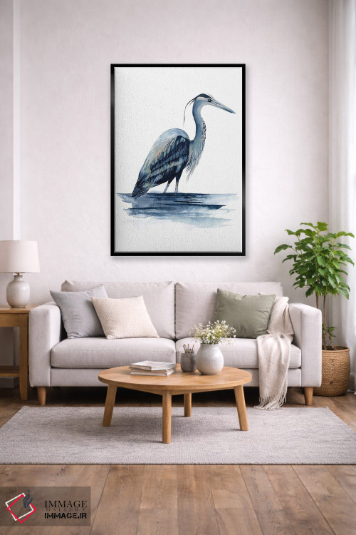 تابلو دکوراتیو حواصیل لاجوردی دو اثر گریس پاپ - D1B