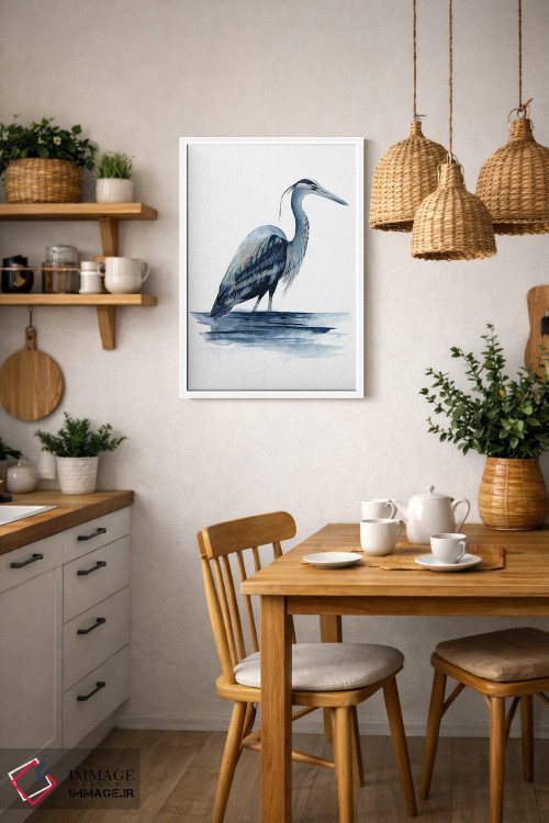 تابلو دکوراتیو حواصیل لاجوردی دو اثر گریس پاپ - D2W