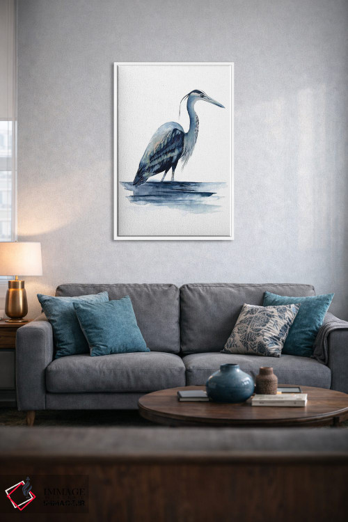 تابلو دکوراتیو حواصیل لاجوردی دو اثر گریس پاپ - D4W