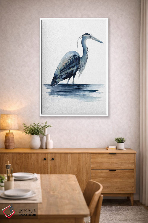 تابلو دکوراتیو حواصیل لاجوردی دو اثر گریس پاپ - D3W