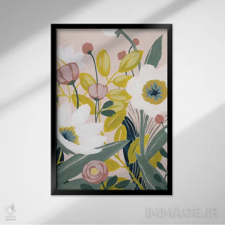 تابلو دکوراتیو طرح باغ ۱ اثر گریس پاپ - نمای قابدار مشکی