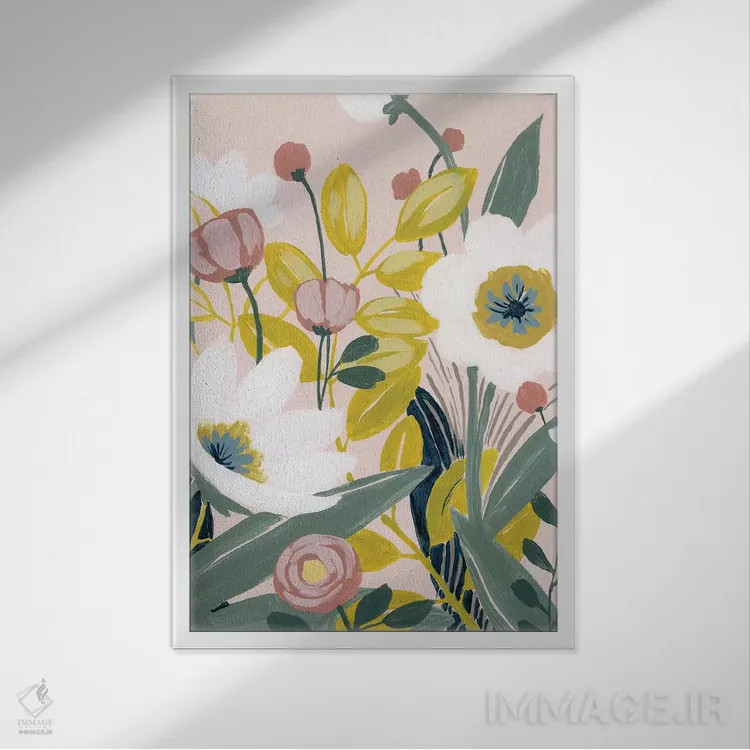 تابلو دکوراتیو طرح باغ ۱ اثر گریس پاپ - نمای قابدار سفید