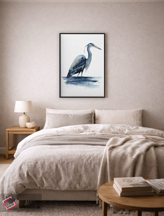 تابلو دکوراتیو حواصیل لاجوردی دو اثر گریس پاپ - D6B