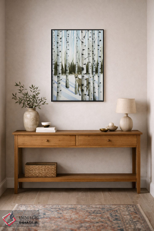 تابلو دکوراتیو گوزن در برف ۲ اثر گریس پاپ - D1B