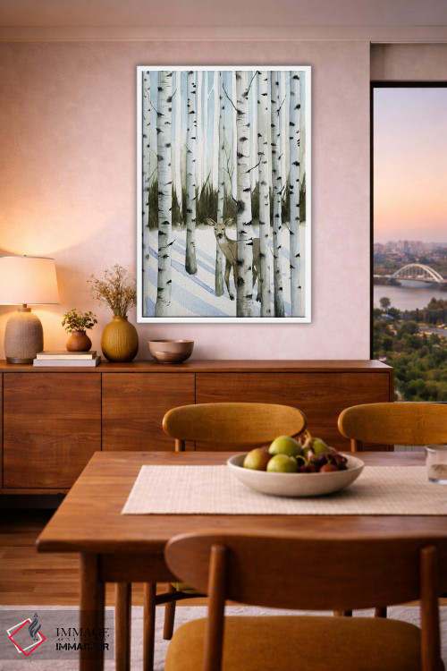 تابلو دکوراتیو گوزن در برف ۲ اثر گریس پاپ - D6W