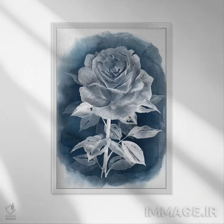 تابلو دکوراتیو رز شبح ۳ اثر گریس پاپ - نمای قابدار سفید