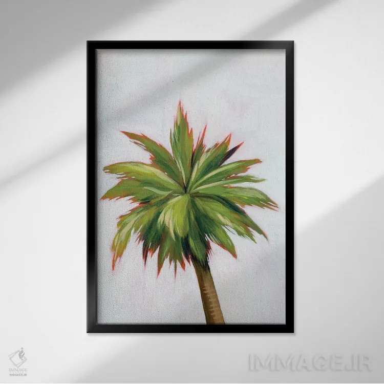 تابلو دکوراتیو درخشش نخل ۱ اثر گریس پاپ - نمای قابدار مشکی