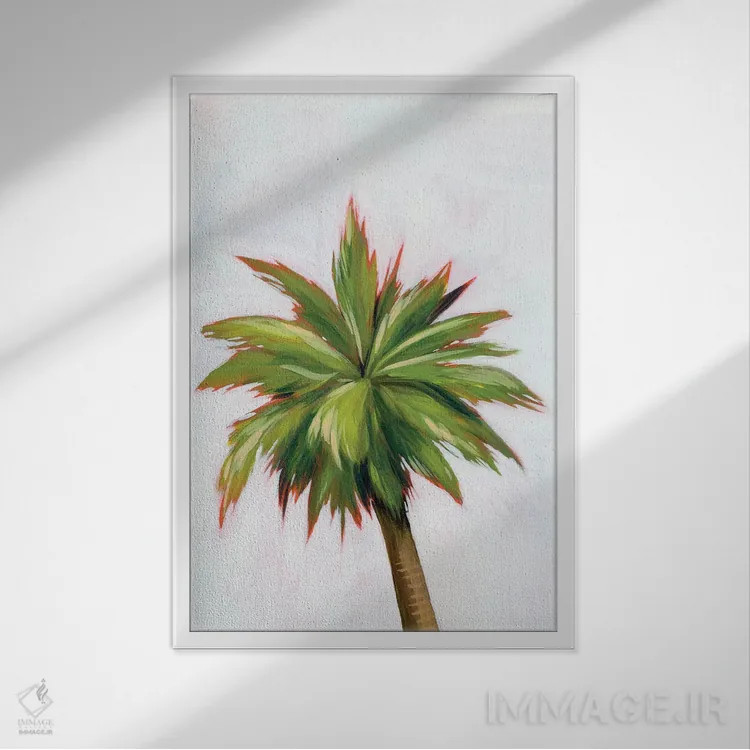 تابلو دکوراتیو درخشش نخل ۱ اثر گریس پاپ - نمای قابدار سفید