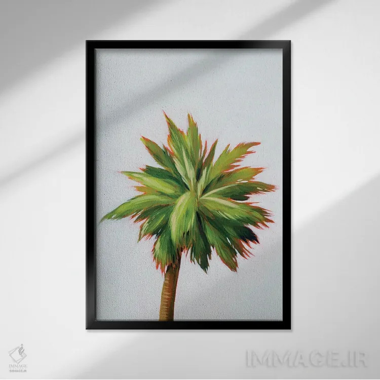 تابلو دکوراتیو درخشش نخل ۲ اثر گریس پاپ - نمای قابدار مشکی