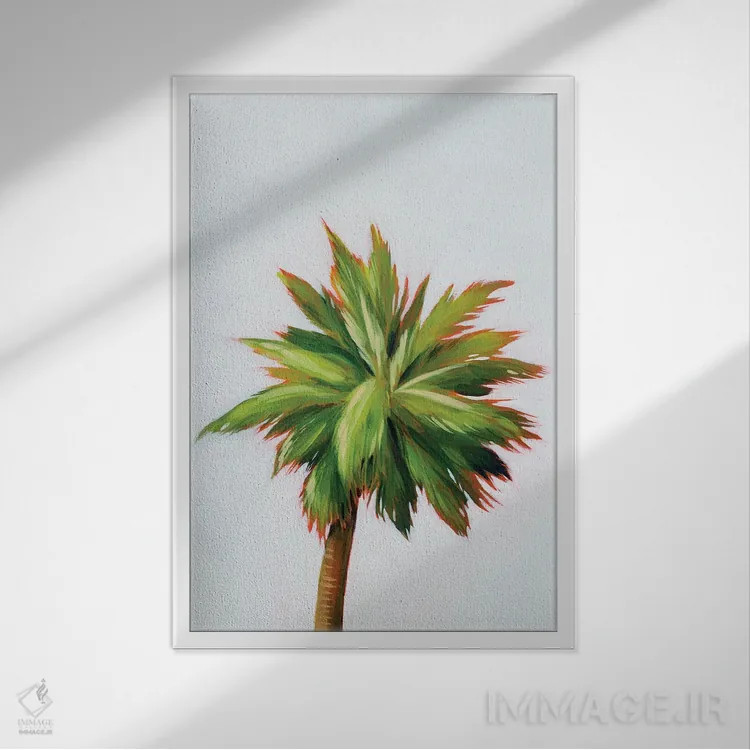 تابلو دکوراتیو درخشش نخل ۲ اثر گریس پاپ - نمای قابدار سفید