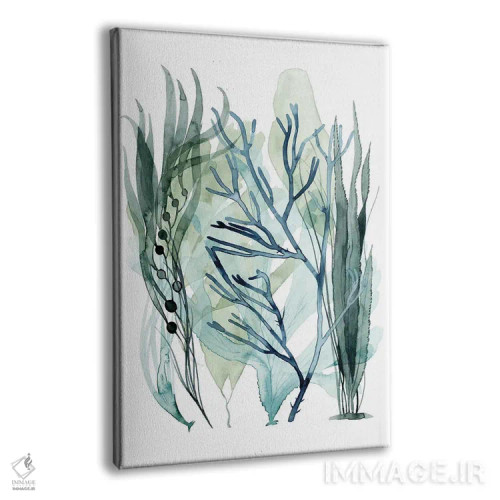 تابلو مینیمال برگ های دریایی ۳ اثر گریس پاپ - نمای پرسپکتیو محصول