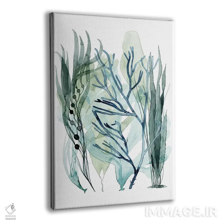 تابلو مینیمال برگ های دریایی ۳ اثر گریس پاپ - نمای پرسپکتیو محصول