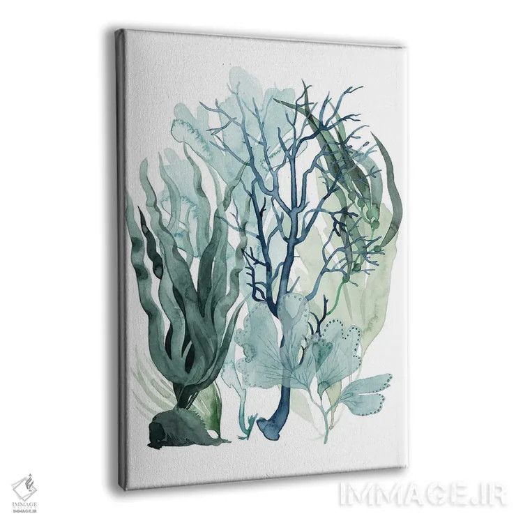 تابلو مینیمال برگ های دریایی ۴ اثر گریس پاپ - نمای پرسپکتیو محصول