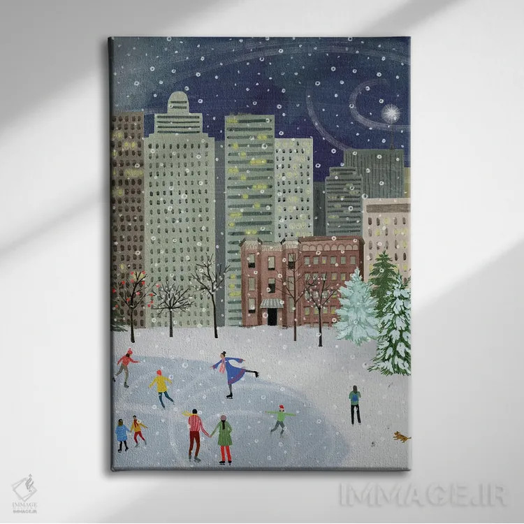تابلو دکوراتیو کریسمس در شهر ۲ اثر گریس پاپ - نمای روبهرو روی دیوار
