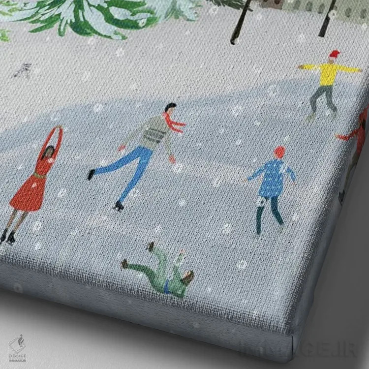 تابلو دکوراتیو کریسمس در شهر ۱ اثر گریس پاپ - نمای نزدیک بافت بوم