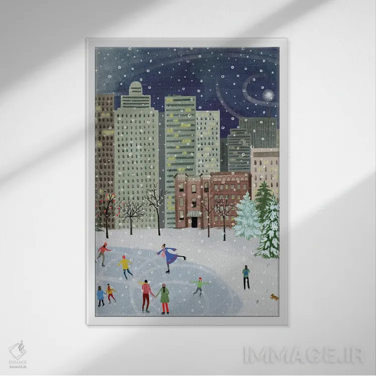 تابلو دکوراتیو کریسمس در شهر ۲ اثر گریس پاپ - نمای قابدار سفید