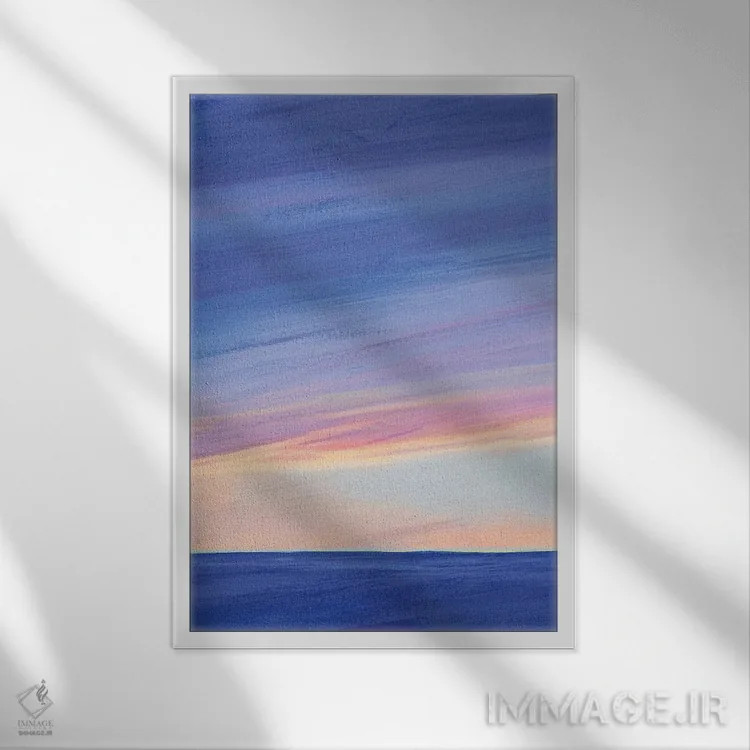 تابلو انتزاعی پرتو خورشید در گرگ و میش I اثر گریس پاپ - نمای قابدار سفید