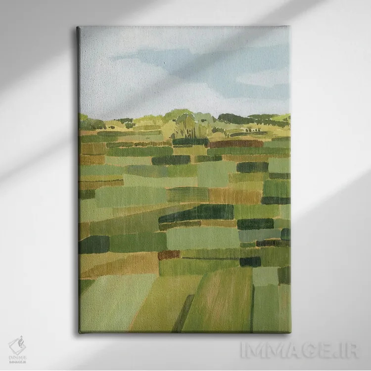 تابلو انتزاعی چمنزار بافتنی II اثر گریس پاپ - نمای روبهرو روی دیوار