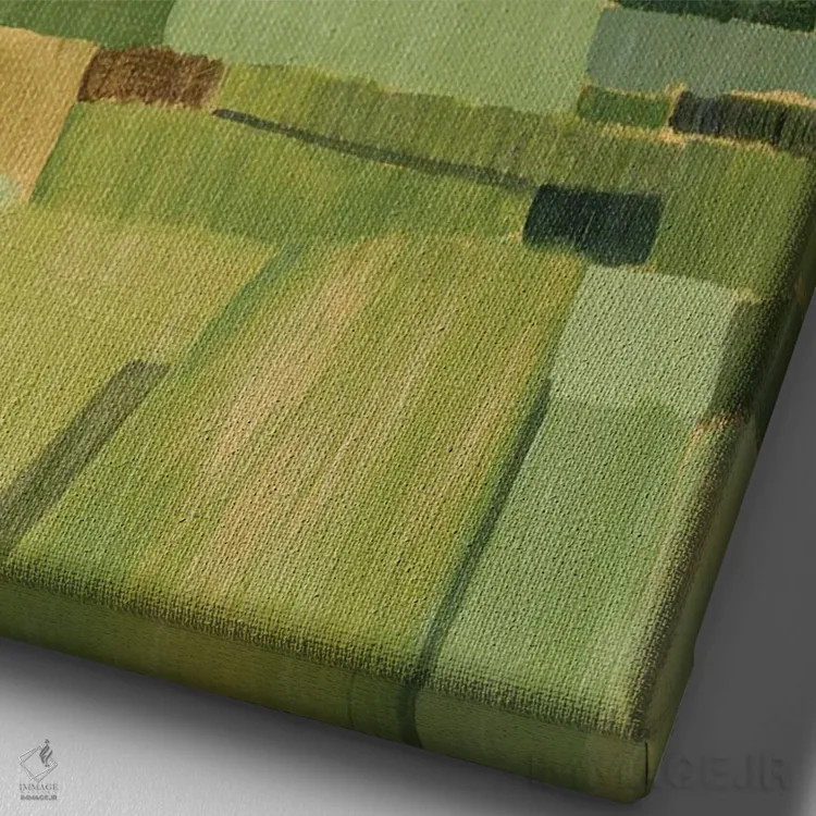 تابلو انتزاعی چمنزار بافتنی II اثر گریس پاپ - نمای نزدیک بافت بوم