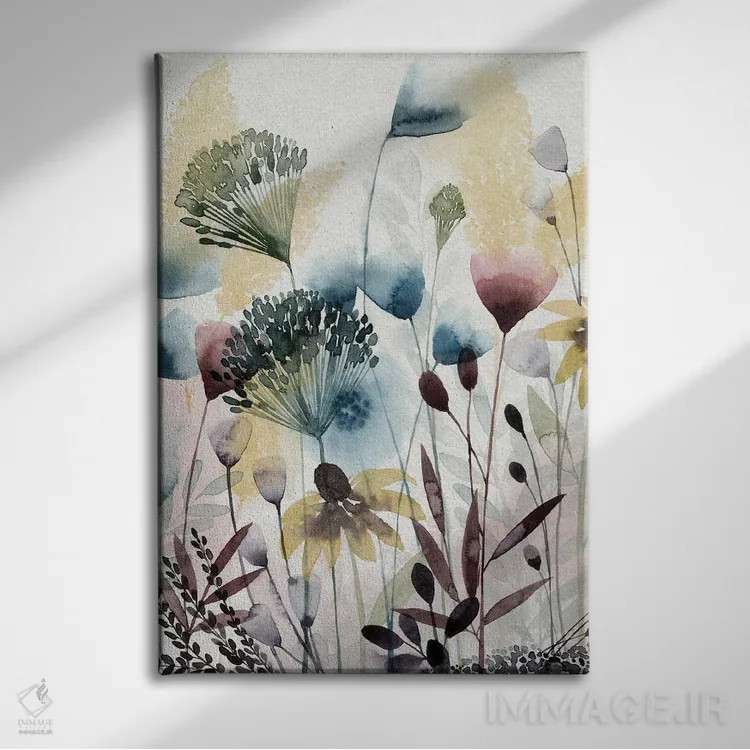 تابلو دکوراتیو گل وحشی با آبرنگ I اثر گریس پاپ - نمای روبهرو روی دیوار