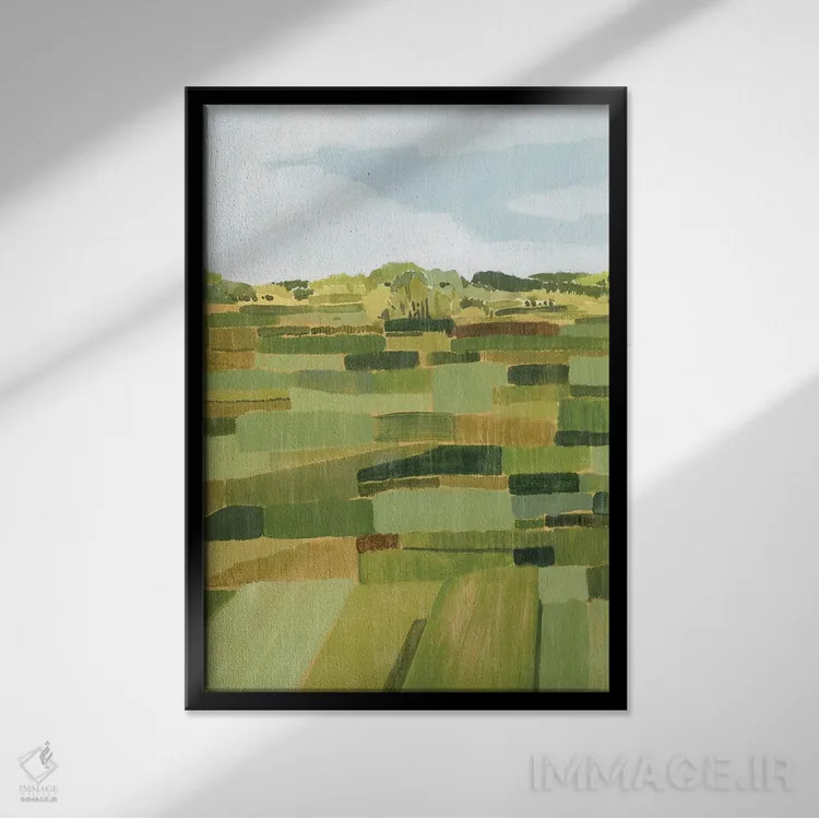 تابلو انتزاعی چمنزار بافتنی II اثر گریس پاپ - نمای قابدار مشکی