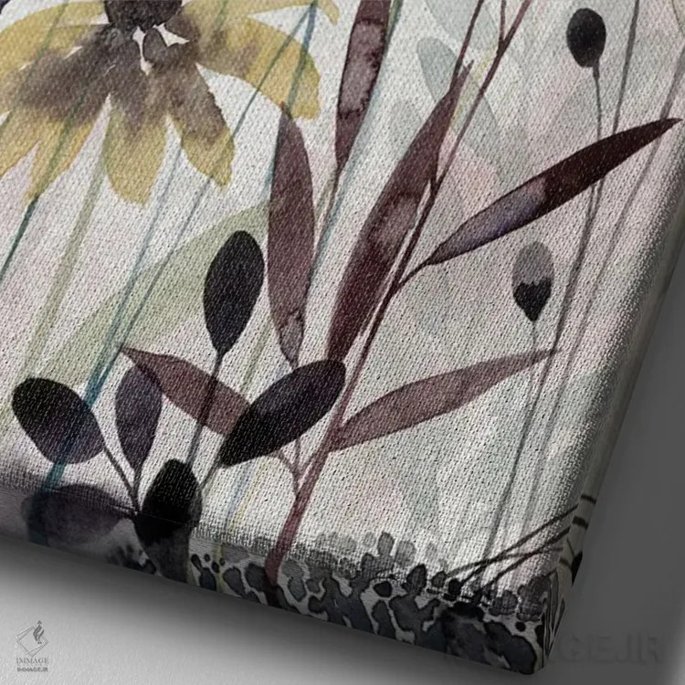 تابلو دکوراتیو گل وحشی با آبرنگ I اثر گریس پاپ - نمای نزدیک بافت بوم