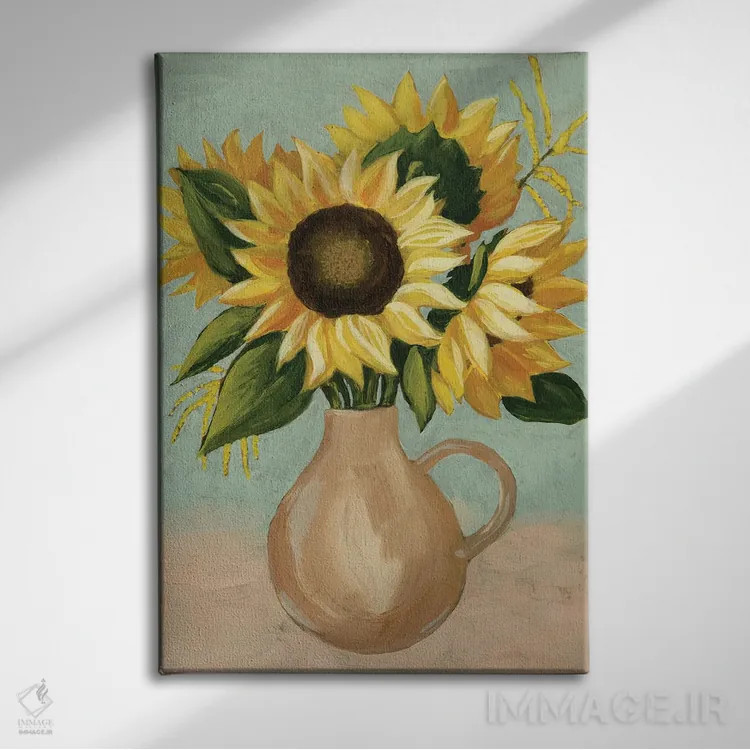 تابلو دکوراتیو عصرانه آفتابگردان I اثر گریس پاپ - نمای روبهرو روی دیوار