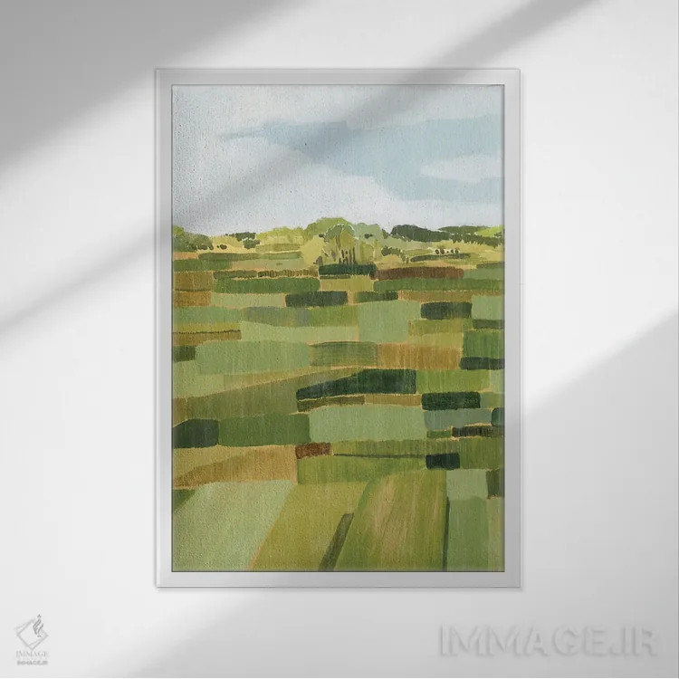 تابلو انتزاعی چمنزار بافتنی II اثر گریس پاپ - نمای قابدار سفید