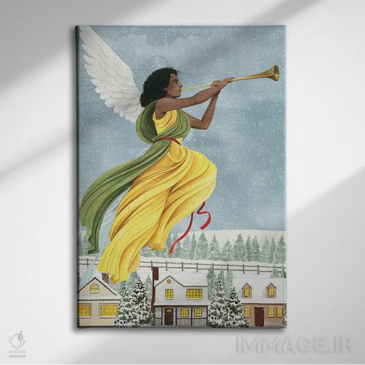 تابلو دکوراتیو فرشته کریسمس I اثر گریس پاپ - نمای روبهرو روی دیوار