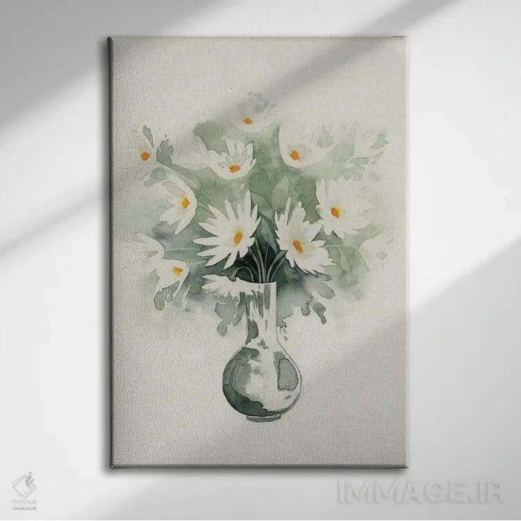 تابلو مدرن طرح دسته گل مینای II اثر گریس پاپ - نمای روبهرو روی دیوار