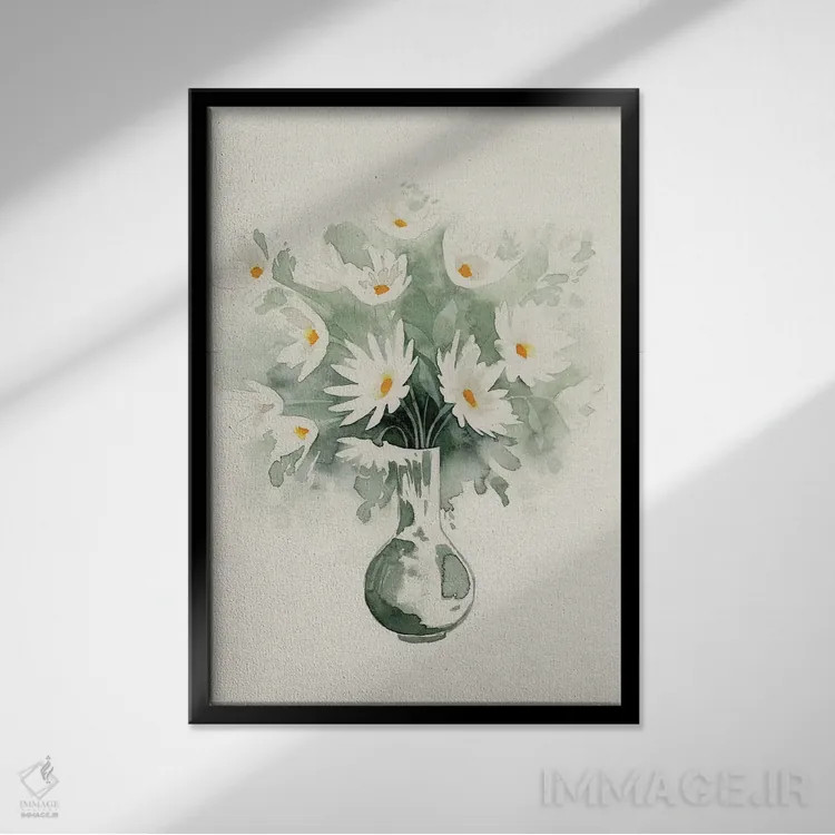 تابلو مدرن طرح دسته گل مینای II اثر گریس پاپ - نمای قابدار مشکی