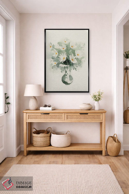 تابلو مدرن طرح دسته گل مینای II اثر گریس پاپ - D6B